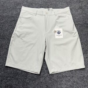 Graham Luxe Mens Performance Golf Shorts Light Grey Stone Size 32 NWT 7794